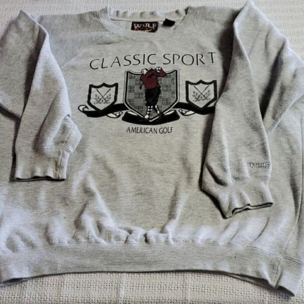 Wolf Athletic Vintage Classic Sport American Golf Sz. XL Grey Graphic Sweatshirt